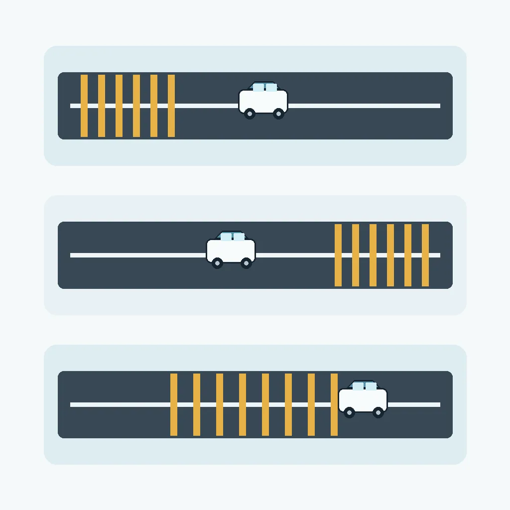 Editorial roadway illustration showing shoulder, centerline, and transverse rumble strip placements